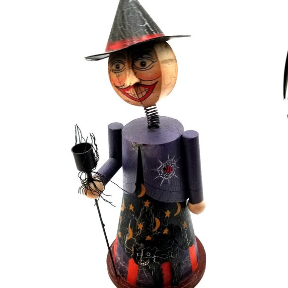 Vintage style metal halloween witch with bobble head 16" ht - Picture 1 of 4